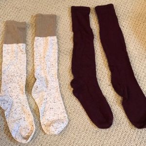 Tan and maroon boot socks
